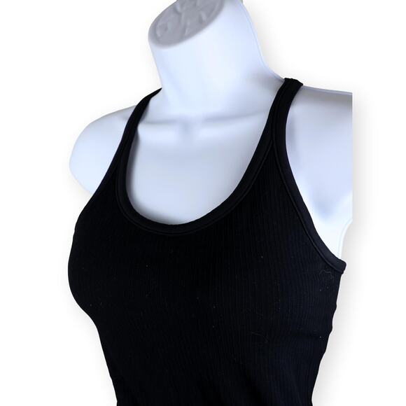 Black Ribbed Racerback Athletic Top S - Picture 4 of 5